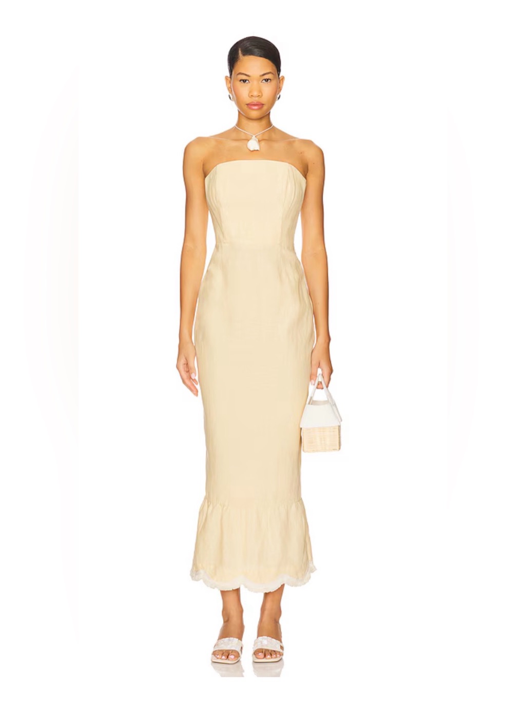 Posse Strapless Beige Midi Dress
